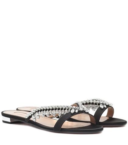 Aquazzura Gem Palace Satin Sandals