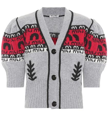 Miu Miu Intarsia Virgin Wool Cardigan