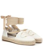 Prada Embroidered Lace-up Espadrilles