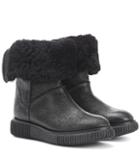 Moncler New Christine Fur-lined Leather Ankle Boots