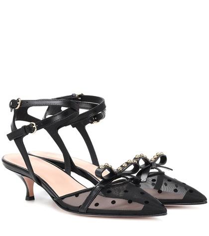 Redvalentino Soft Bow Leather Slingback Pumps