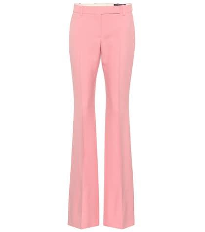 Alexander Mcqueen Mid-rise Flared Wool And Silk Pants