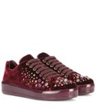 Prada Embellished Velvet Sneakers