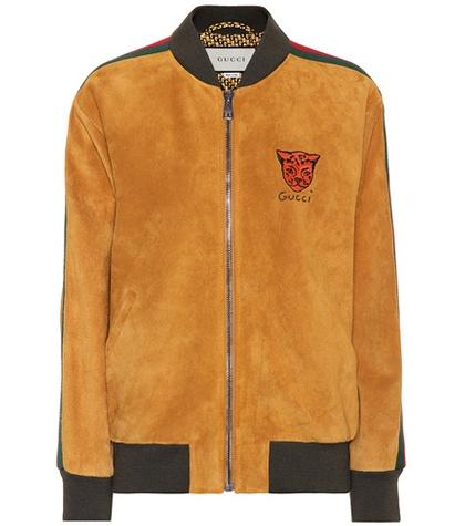 Loewe Embroidered Suede Bomber Jacket
