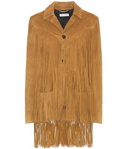 Saint Laurent Suede Fringed Coat