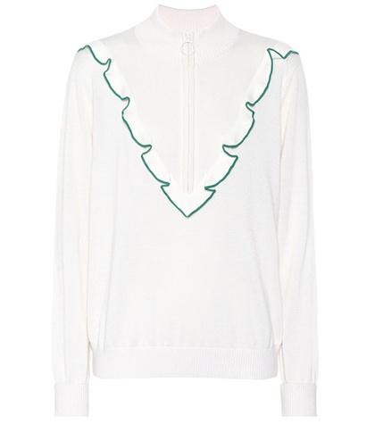 Tory Sport Performance Cashmere Ruffle Sweater