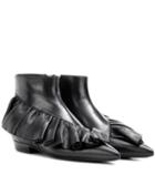 The Row Ruffle Leather Ankle Boots
