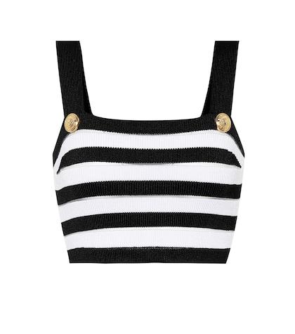Balmain Striped Knit Crop Top