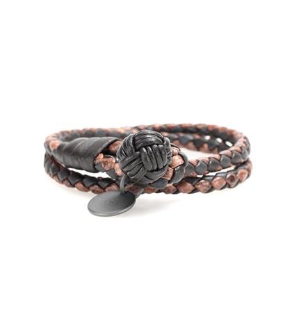 Bottega Veneta Knot Intrecciato Snakeskin And Leather Bracelet