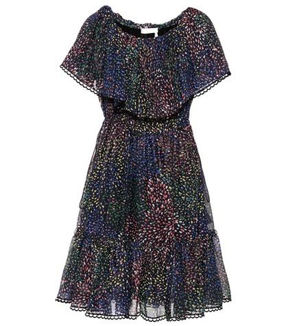 Chlo Printed Cotton And Silk-blend Crepon Dress