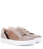 Burberry Salmond Leather And Fabric Sneakers