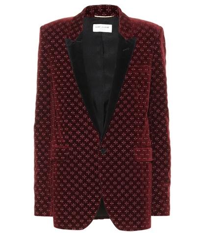 Saint Laurent Star Embroidered Velvet Blazer