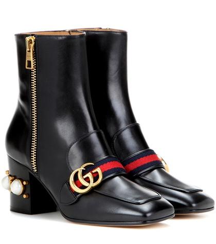 Gucci Embellished Leather Ankle Boots