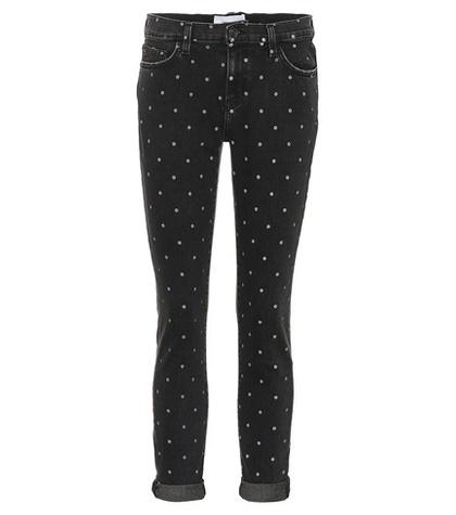 Current/elliott The Easy Stiletto Polka-dot Skinny Jeans