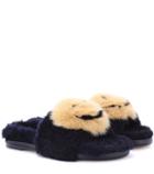 Anya Hindmarch Slider Smiley Shearling Slides