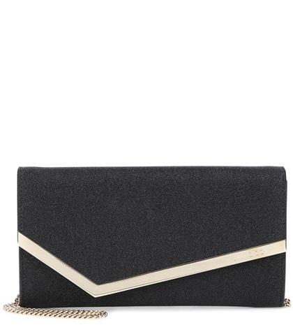 Jimmy Choo Emmie Glittered Leather Clutch