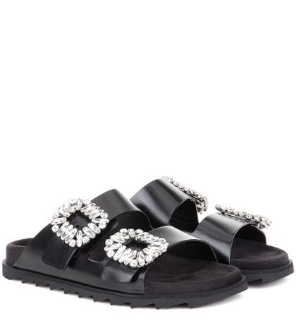Roger Vivier Slidy Viv Leather Sandals