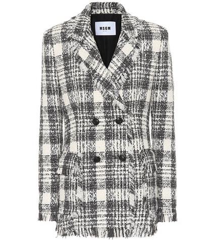 Msgm Plaid Cotton-blend Tweed Blazer