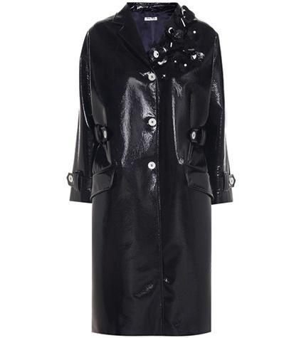 Miu Miu Embellished Faux-leather Coat