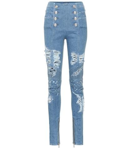 Balmain High-rise Distressed Jeans