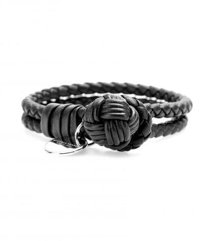 Bottega Veneta Knot Woven Leather Bracelet
