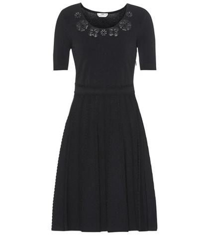 Fendi Leather-trimmed Knitted Dress