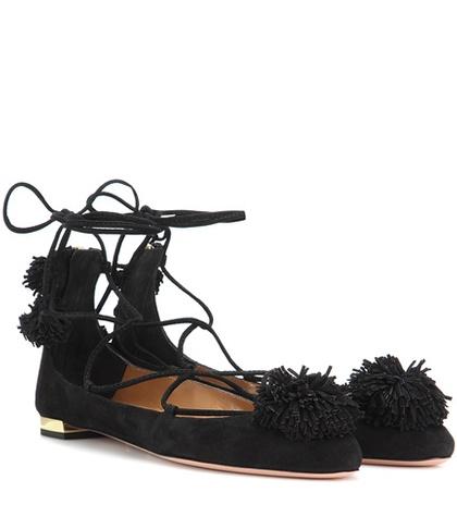 Aquazzura Sunshine Flat Suede Ballerinas