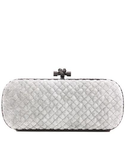 Bottega Veneta Stretch Knot Snakeskin-trimmed Velvet Intrecciato Baguette Clutch