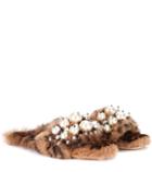 Miu Miu Faux Pearl-embellished Fur Slippers