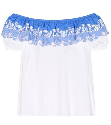 Philosophy Di Lorenzo Serafini Embroidered Off-the-shoulder Top