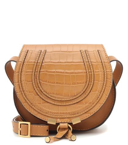 Chlo Marcie Small Croc-effect Shoulder Bag