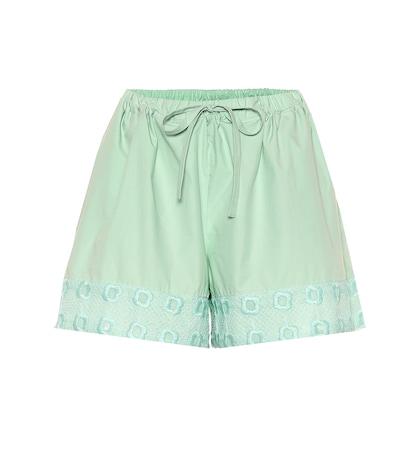Fendi Embroidered Cotton Shorts
