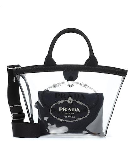 Prada Printed Leather-trimmed Pvc Tote
