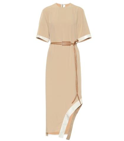 Victoria Beckham Leather-trimmed Twill Midi Dress