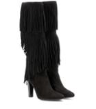 Saint Laurent Lily 95 Fringed Suede Boots