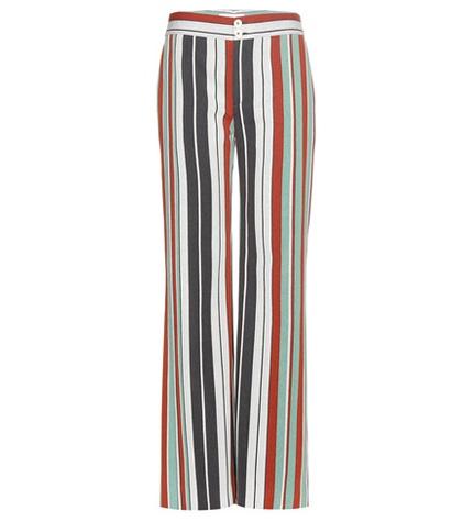 Chlo Striped Cotton-blend Twill Wide-leg Trousers