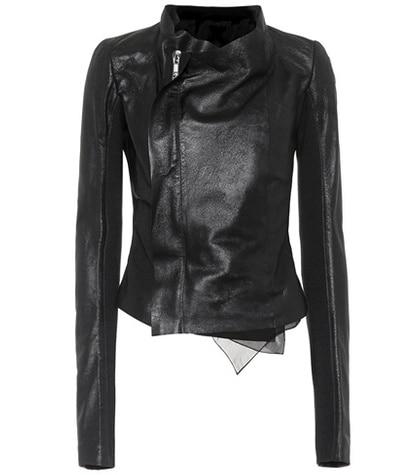 Live The Process Low Neck Biker Leather Jacket