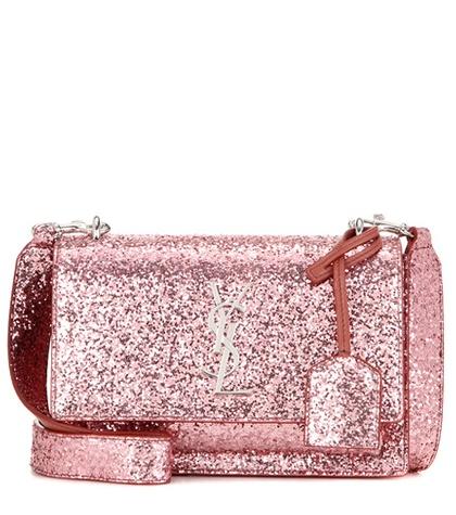 Saint Laurent Sunset Monogram Small Glitter Shoulder Bag