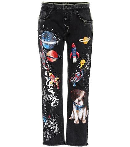 Dolce & Gabbana Printed Cotton Boyfriend Jeans