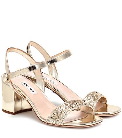 Miu Miu Exclusive To Mytheresa – Glitter Metallic Leather Sandals