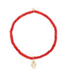 Sydney Evan Baby Hamsa Beaded Bracelet With 14kt Yellow Gold Charm, Diamonds And A Ruby