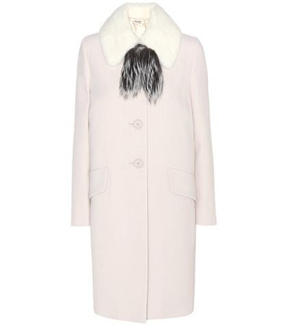 Miu Miu Wool Crêpe Coat With Fur Collar