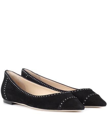 Jimmy Choo Romy Flat Studded Suede Ballerinas