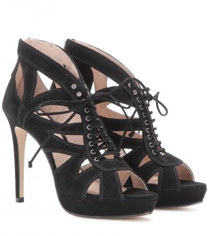 Miu Miu Suede Lace-up Sandals