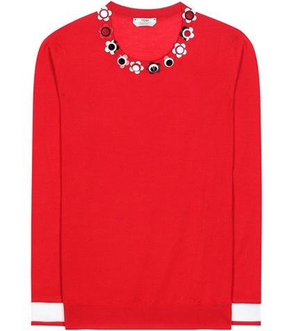 Fendi Embellished Cashmere And Silk Sweater