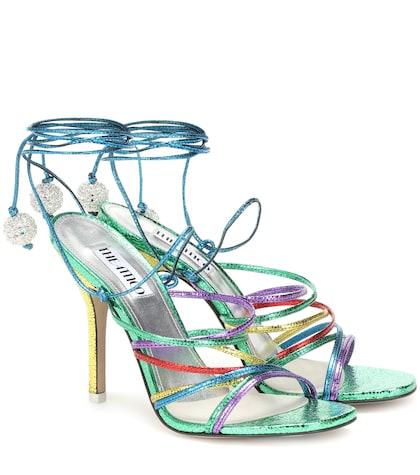 Dolce & Gabbana Kids Embellished Metallic Leather Sandals