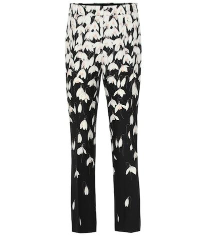 Valentino Floral Wool And Silk Crêpe Pants