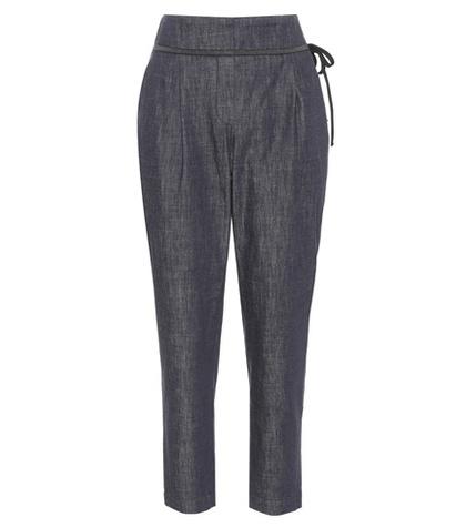 Brunello Cucinelli Cropped Chambray Trousers