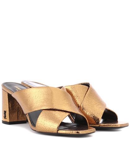 Saint Laurent Loulou 70 Metallic Leather Sandals