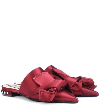 N21 Embellished Satin Slippers